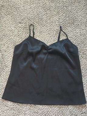 Victoria Secret Classic Black Satin Cami with Adjustable Straps